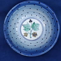prikket blå skål keramik h.k. dansk lerskål